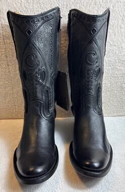 Cuadra Men Deer Black Leather dress Zipper Boots made by Cuadra Size 8 EE